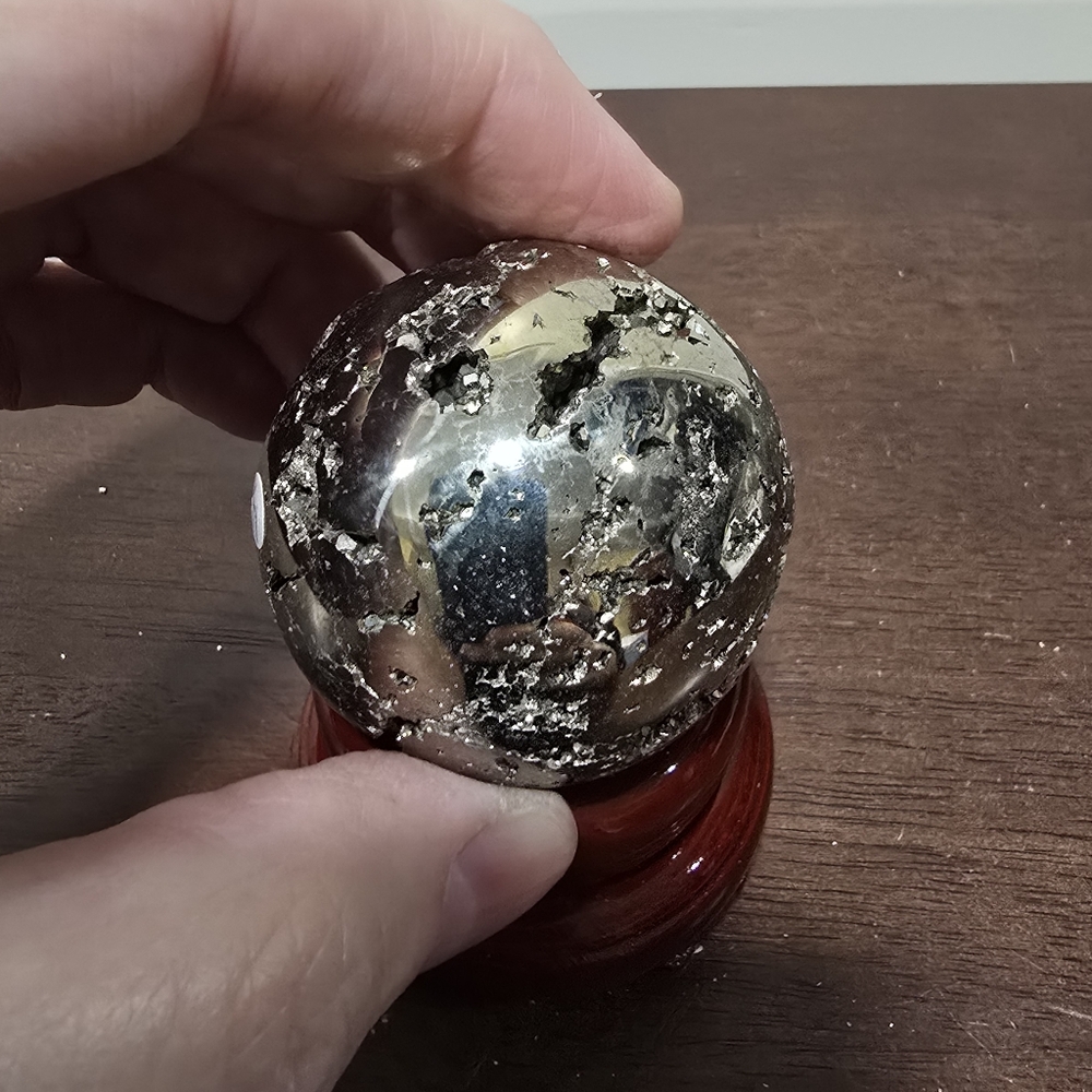 Pyrite Crystal Sphere #J 48 mm - Picture 8 of 9